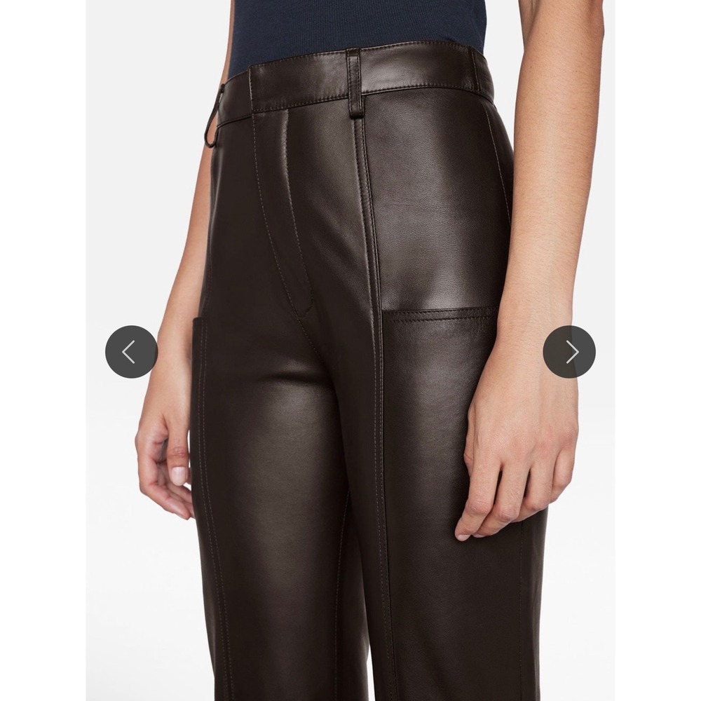 FRAME Seamed‎ Leather Trouser Espresso Lamb Leather Size 4 New - Picture 9 of 12